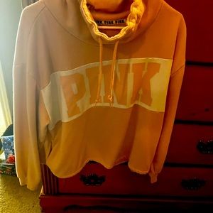 PINK hoodie barely worn . No stains or tears or worn areas. Comfy